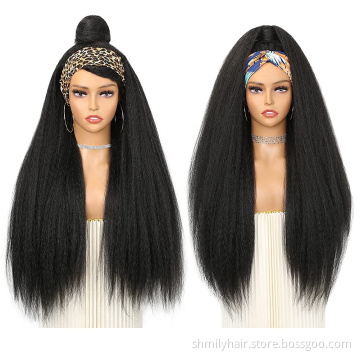 Top Selling New Arrival Human Hair Kinky Straight Headband Wigs Cheap Machine Made Non Lace Wig Virgin Brazilian Human hair wigs
